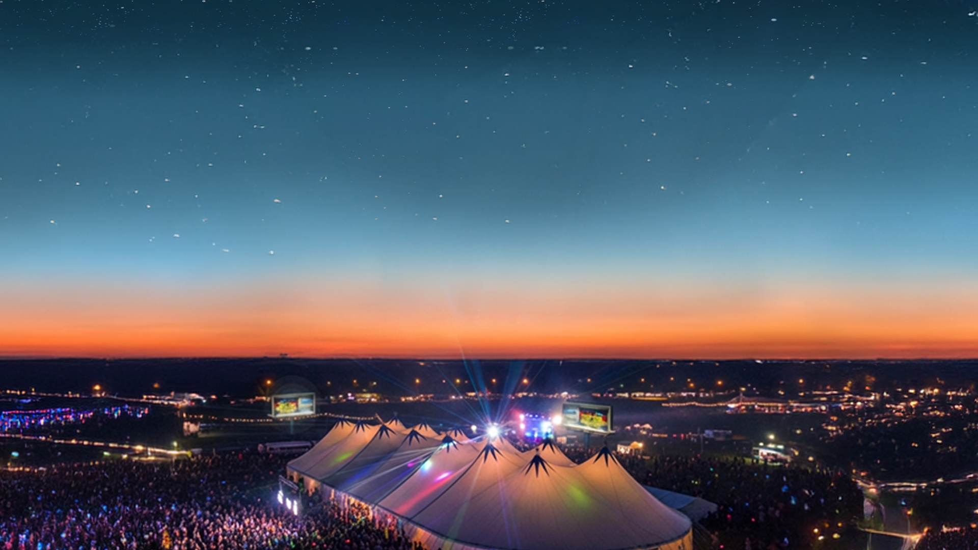 Palastzelt festival tent at sunset