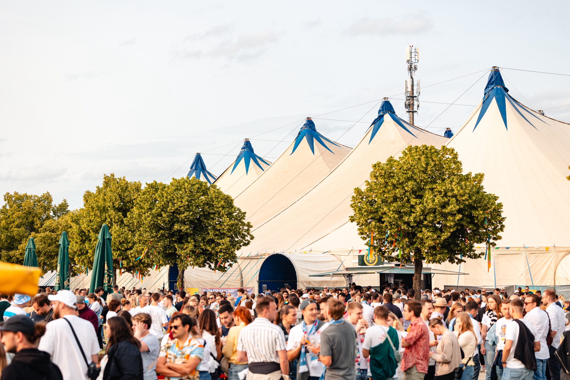 Palastzelt outdoor festival area with food and bars at Zeltfestival Rhein-Neckar, Mannheim